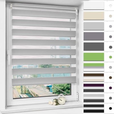 Klemmrollo Doppelrollo Grau 120x90cm lichtdurchlässig blickdicht Fenster