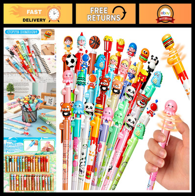 32Pcs Fidget Spinner Pens Set - Cute Panda, Astronaut, Hamburger - Stress Relief