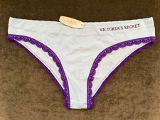Vintage Victorias Secret Cheekini Cheeky Bikini Panties LARGE Blue Purple NEW