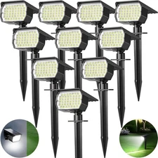 10-Pack Solar Spot Lights, 46 LED, 3 Modes, Waterproof Outdoor Landscape Lights