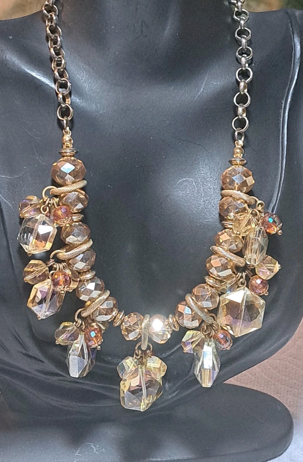 Chunky Cluster Statement Multi Colored Faceted Gl… - image 9