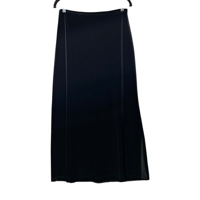 Impressions Lifestyle Black Velvet Maxi Skirt Side Slit Womens Size Medium