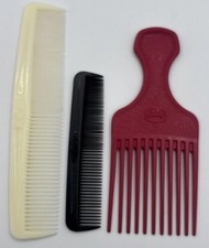 Vintage Lot of 3 Hair Combs - ALL GOODY - Long White short Black Red Pick