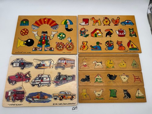 Vintage Lot of 4 Simplex Acre Toys Wooden Puzzle Animals Circus Vehicles Holland - Picture 8 of 8