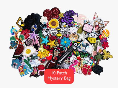 10 Stück Bügelbild Patch Mystery Bag, verschiedene Patches, Abzeichen Konvolut Mix, Rucksack