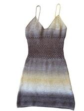 Shein Crochet Dress Womens 4 Brown Sleeveless Ombre Beach Boho Earthy Indie