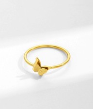 Stunning Butterfly Carved Delicate Solid 10K Yellow Gold Stackable Birthday Ring
