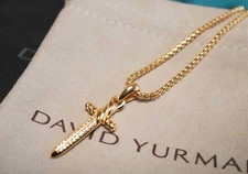 Davld/Yurman18KYellowGold with Diamonds 2mm Dagger Necklace Chain Length 50cm