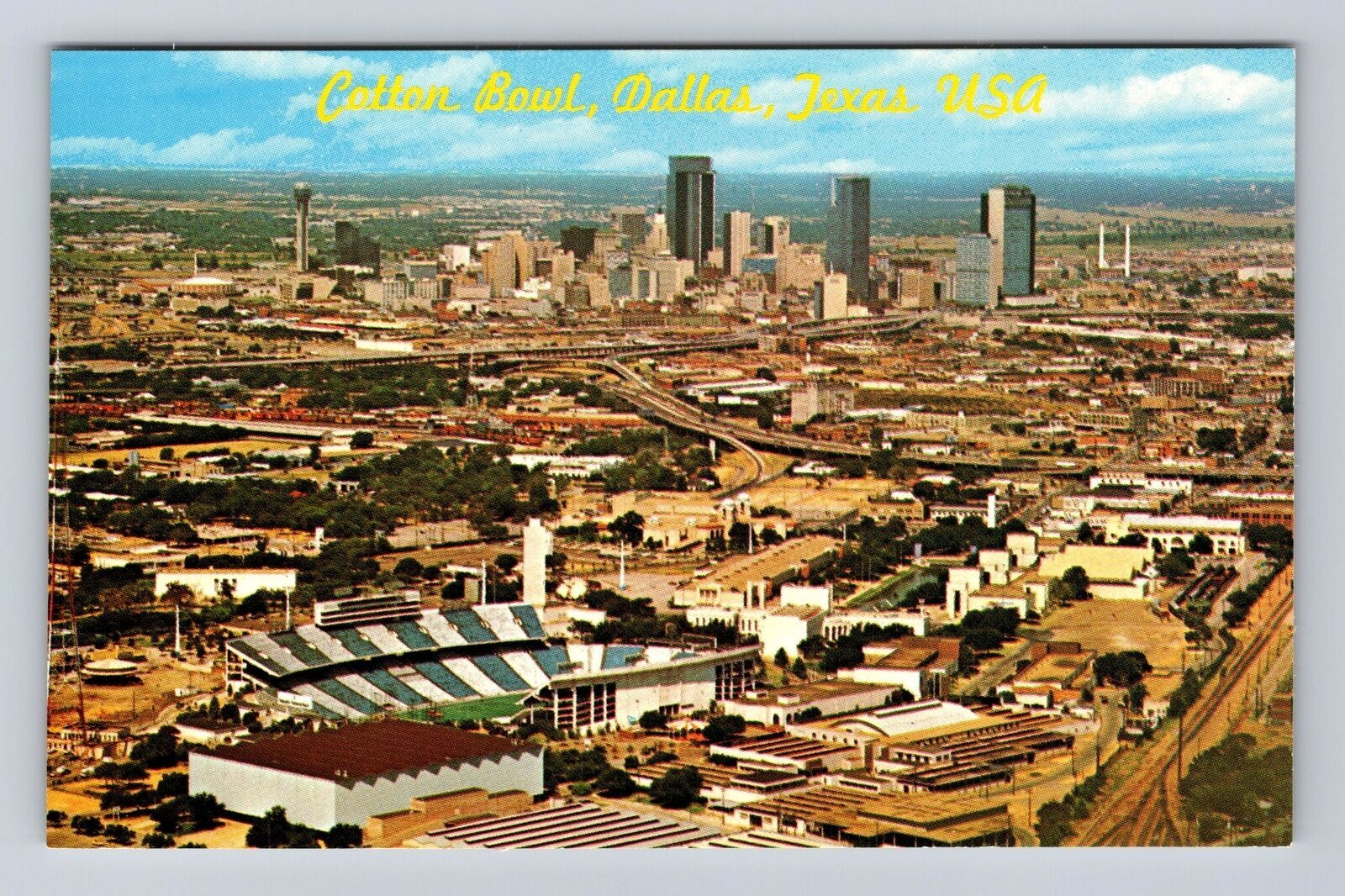 Vintage Aerial View of Dallas Texas Cotton Bowl Antique Postcard