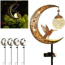Solar Hummingbird Moon Garden Statue LED Lights Stake Outdoor Patio Lawn Decor