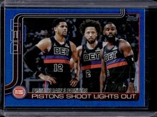 2025-26 Topps Pistons Rain 3 Pointers, Shoot Lights Out Blue Sandglitter #279