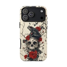 For iPhone / Galaxy / Pixel   Frog Gothic Skull Roses Phone Case