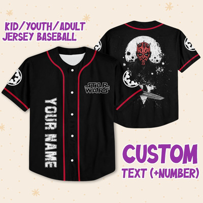 Personalize Starwar Darth Maul Scimitar Custom Kids Youth Adult Disney Baseball