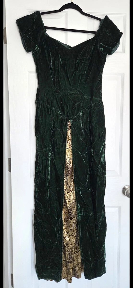 green and white pakistani dress Women Christmas Green Elf Cosplay Velvet Dress – jetechband main image 1