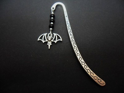 A TIBETAN SILVER HALLOWEEN BAT BOOKMARK. CHOICE OF COLOURS. NEW. 9CM.