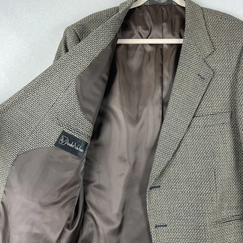 Andre Vachon Lambswool Blazer Sport Coat Mens 46S Brown 2 Button image 4