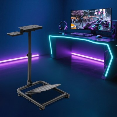 Foldable Racing Steering Wheel Stand Adjustable Height For Logitech Fanatec Moza