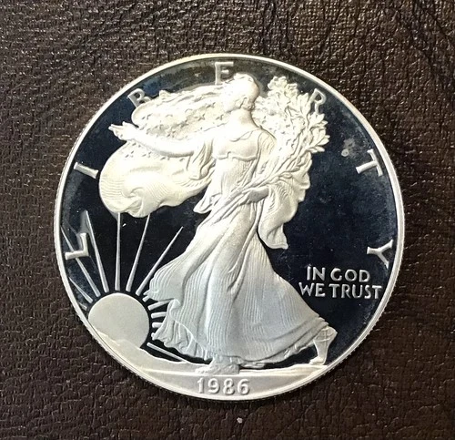 1986 S Silver Eagle Proof, 1 Troy Oz., 99.9% Silver, Free Shipping.