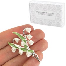 White Lily of the Valley Silver Plated Brooch | Little Gift | Cracker Filler