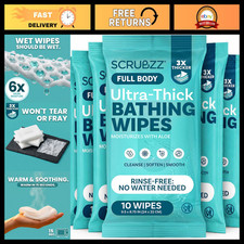 Extra Large No Rinse Body Wipes - 80 Thick Disposable Shower Wipes for Adults, G