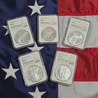 Lot of (5) 1 oz American Eagle Silver Dollars NGC MS69 999 Fine Silver 1996-2002