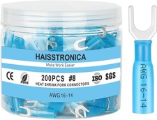 200 PCS Heat Shrink Fork Spade Connector 8 Waterproof Marine UType Blue 1614