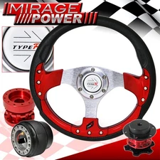 Hub Extender + Quick Release For 92-96 Prelude + Red Fusion Style Steering Wheel