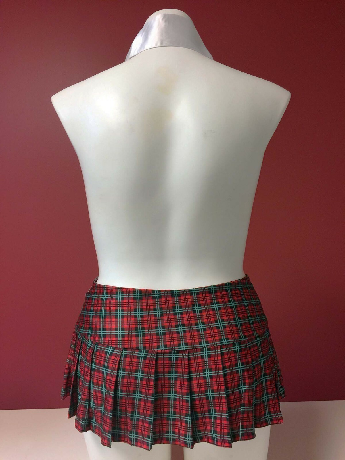 Plus Size School Girl Costume Red Plaid Schoolgirl Skirt and Tie Set