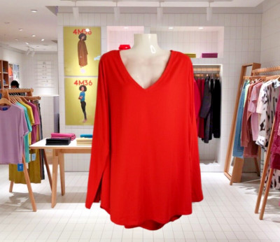 Lane Bryant Women's Top Tee Style True Red V-Neck Classic Comfort Size 22/24