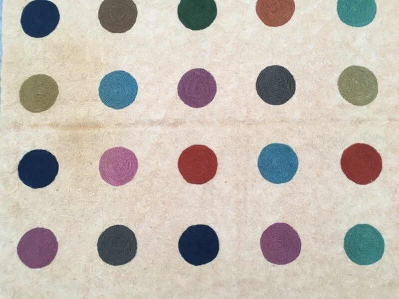 Винтажный шерстяной ковер ручной работы с цепочкой восточные круги 141 x 88 см - Изображение 4 из 4