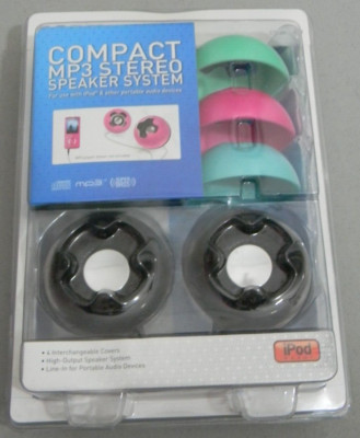 COMPACT MP3 STEREO SPEAKER SYSTEM W/ INTERCHANGEABLE COVERS NEW COBY CS-MP16CIR