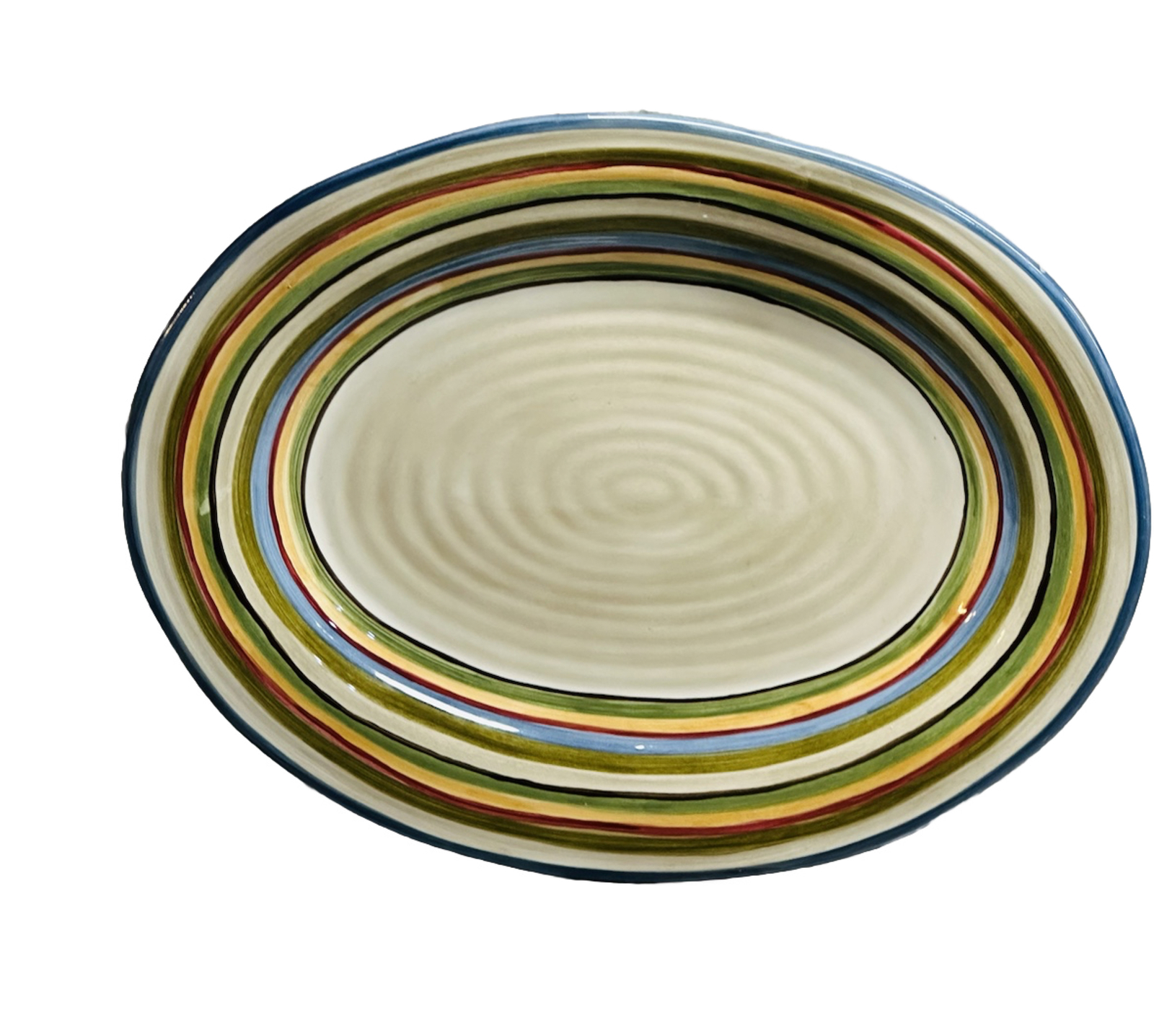 TABLETOPS GALLERY LOS COLORES STRIPES SERVING PLATTER 16" H PAINTED