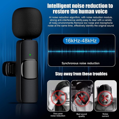 Wireless Lavalier Microphone Mic For Apple Phone iPhone iPad Vlog Live Stream - Picture 6 of 7