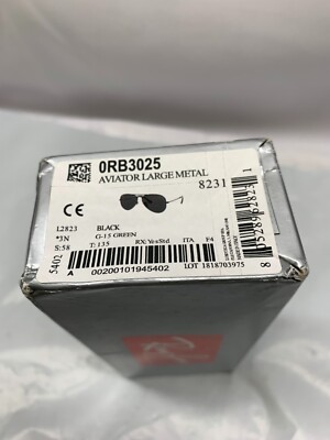 Ray-Ban 0RB3025 Mens Black G-15 Green Aviator Large Metal