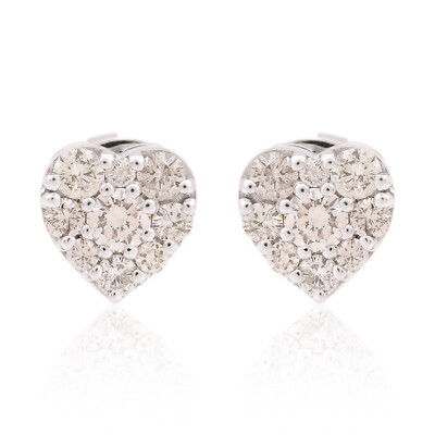 0.85Ct Real H/SI Diamond Heart Stud Earrings 10k White Gold Valentine's Day Gift