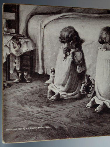 POSTCARD VICTORIAN 2 LITTLE TOTS PRAYER TO ANGEL CARD 1906 1-28 VINTAGE - Picture 2 of 4