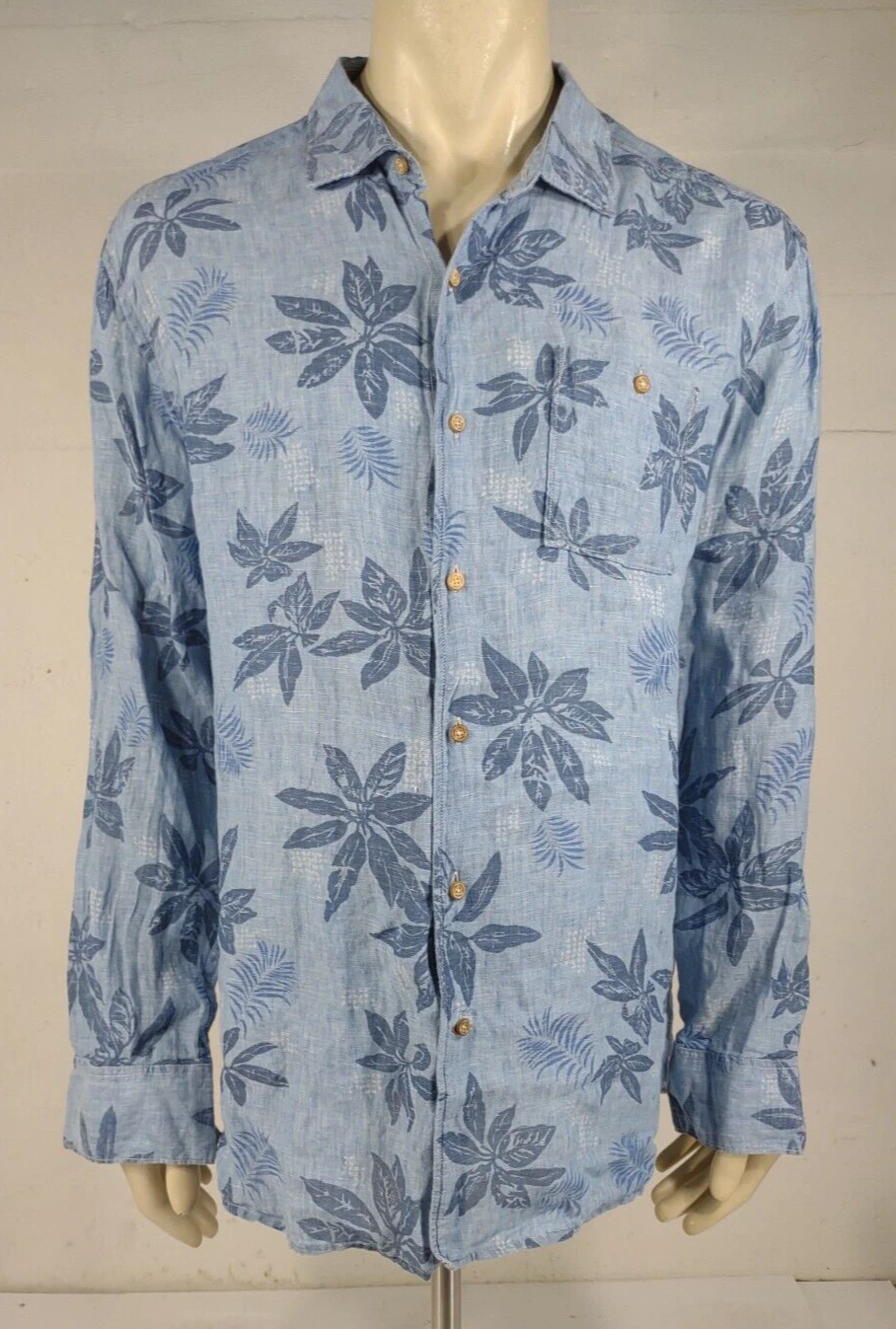 Tommy Bahama blue floral 100% Linen long sleeve button front shirt mens XL
Opens in a new window or 