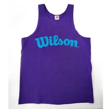 Vintage 90s WILSON Graphic Purple Tank Top Logo Cotton Sleeveless Athletic XL