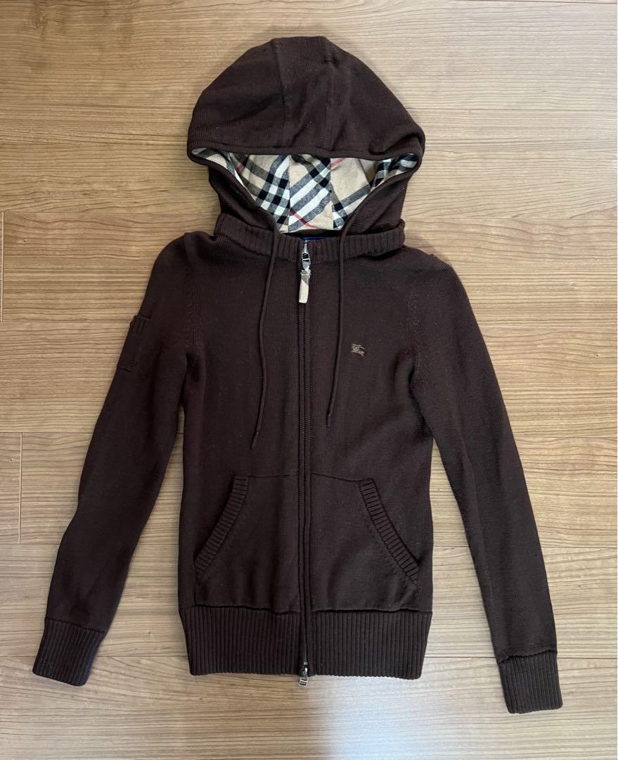 Burberry Blue Label Knit Parka Brown Nova Check Size 38 Used