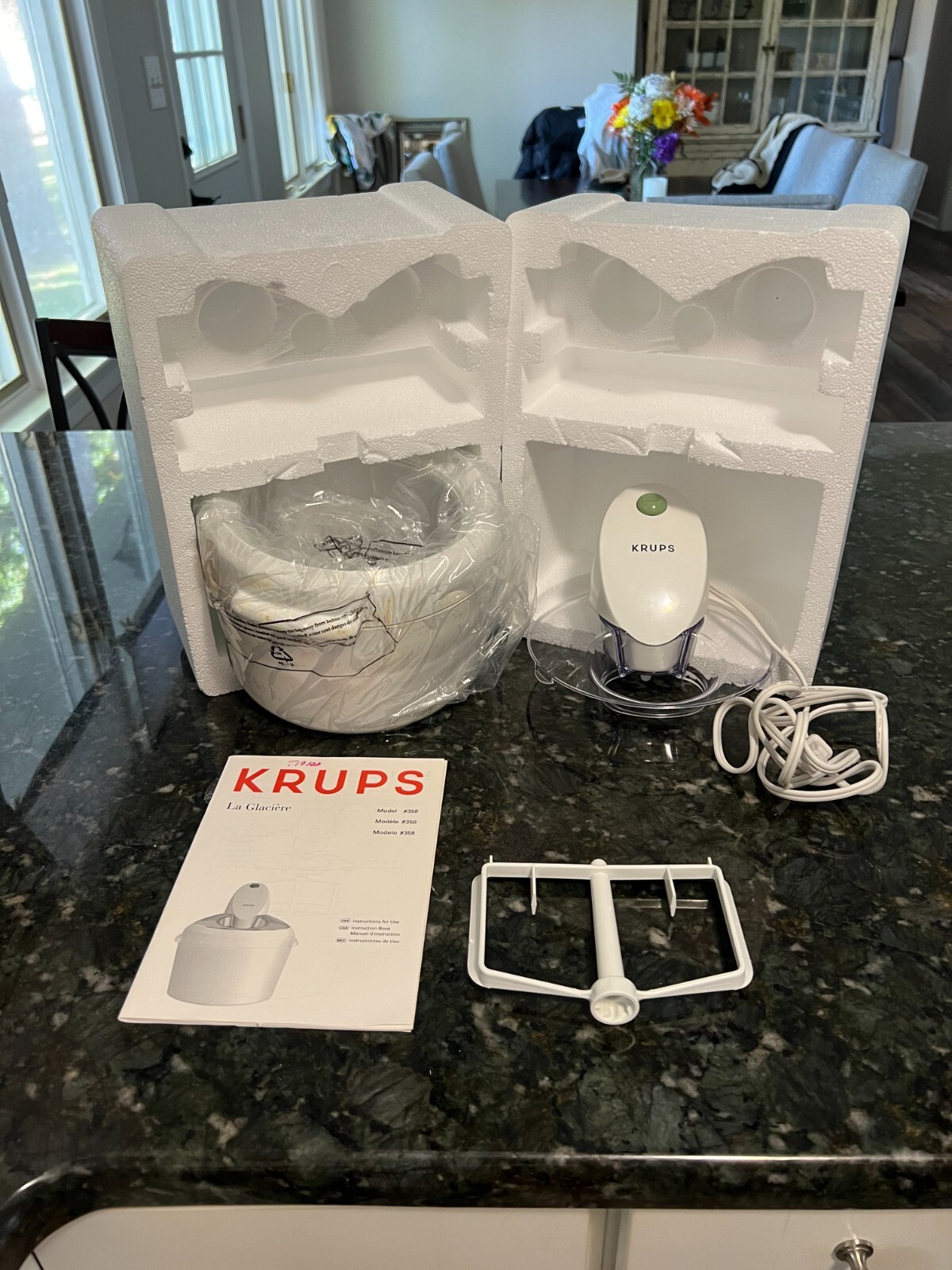 Krups La Glaciere Ice Cream & Sorbet Maker1.5 Quart Model 358, White