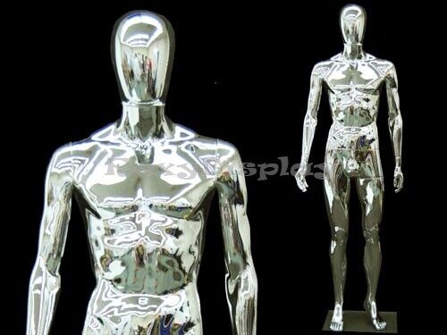 Mannequin incassable en plastique chrome masculin forme robe #PS-SM1SCEG - Photo 1 sur 3