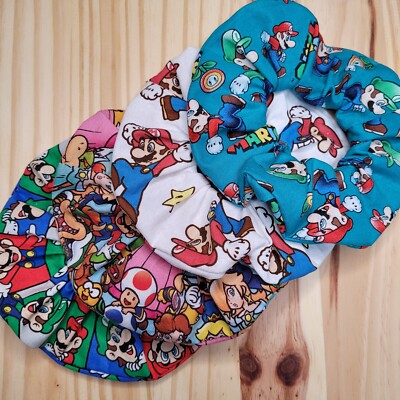 Mario Scrunchies | Handmade in the USA | Long Lasting Premium Silicone Elastic