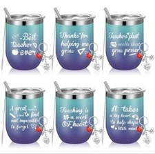 Teacher Appreciation Gifts for Women 12oz Stainless Steel Tumbler -Box Of 6