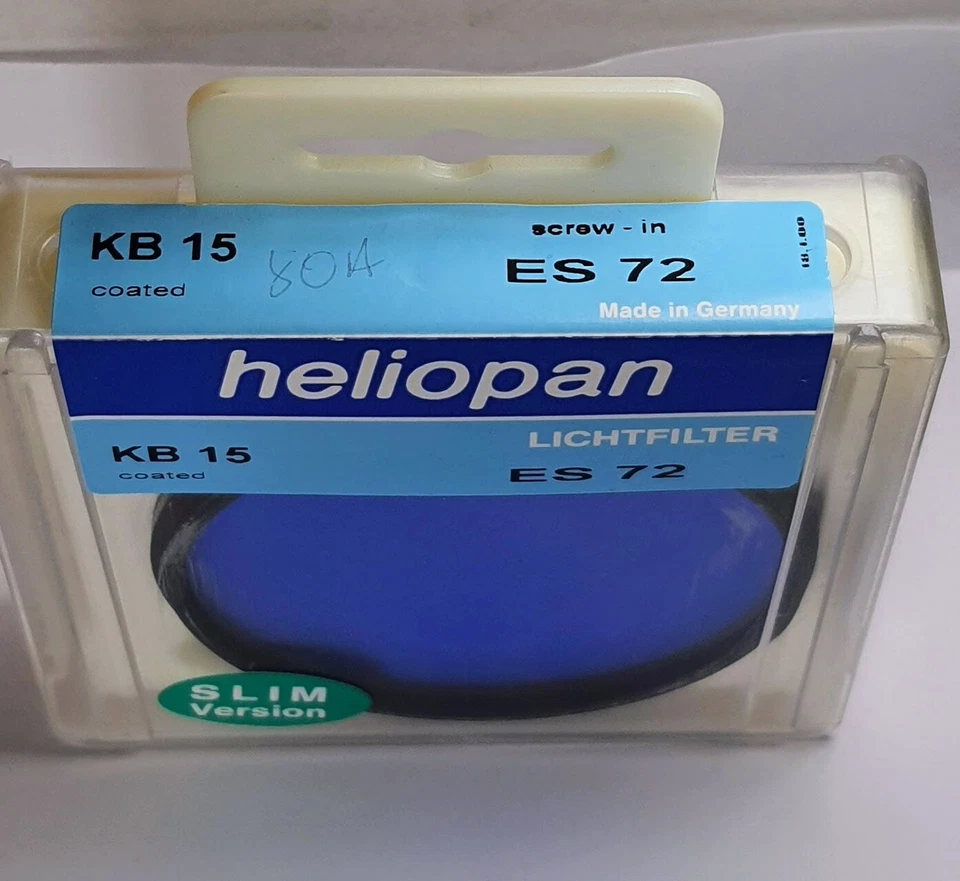 Heliopan 72mm KB 15 80A Blue Cooling Color Coated Lens Filter Germany 72 mm ES72 - Image 3 of 4