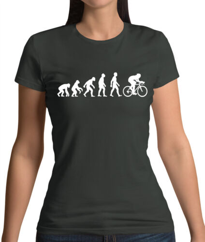 Evolution of Man Cycling - Womens T-Shirt - Cycle Bike Love Fan Cyclist - Picture 1 of 15