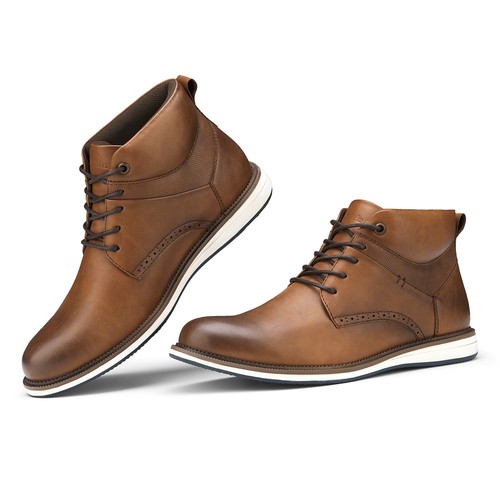 Rollda Men's Chukka Boots Slip Resistant Lace Up Ankle Desert Oxford Dress Boots - Picture 15 of 52