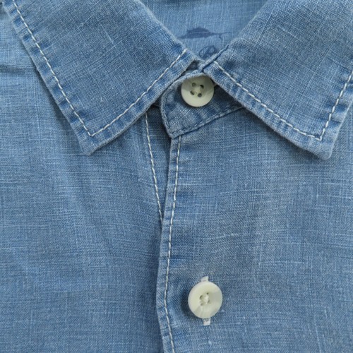 Tommy Bahama Shirt Mens Small Blue Solid Button Up Long Sleeve Linen - Picture 4 of 10