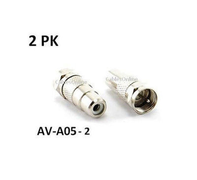 2pk RCA Jack to F-Type Connector Plug Adapter AV-A05-2