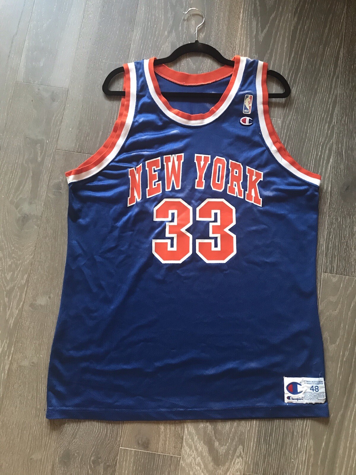 Vintage 90s Champion New York Knicks Patrick Ewing Blue Jersey #33 Mens  Size 48