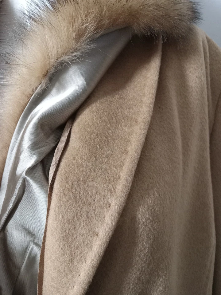 MARINA RINALDI 100% CAMMELLO пальто размер 21 (12) сделано Италия RN73136 воротник в PEKAN - Изображение 4 из 4